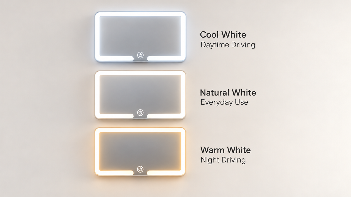 Tri-Colour LED Car Vanity Mirror